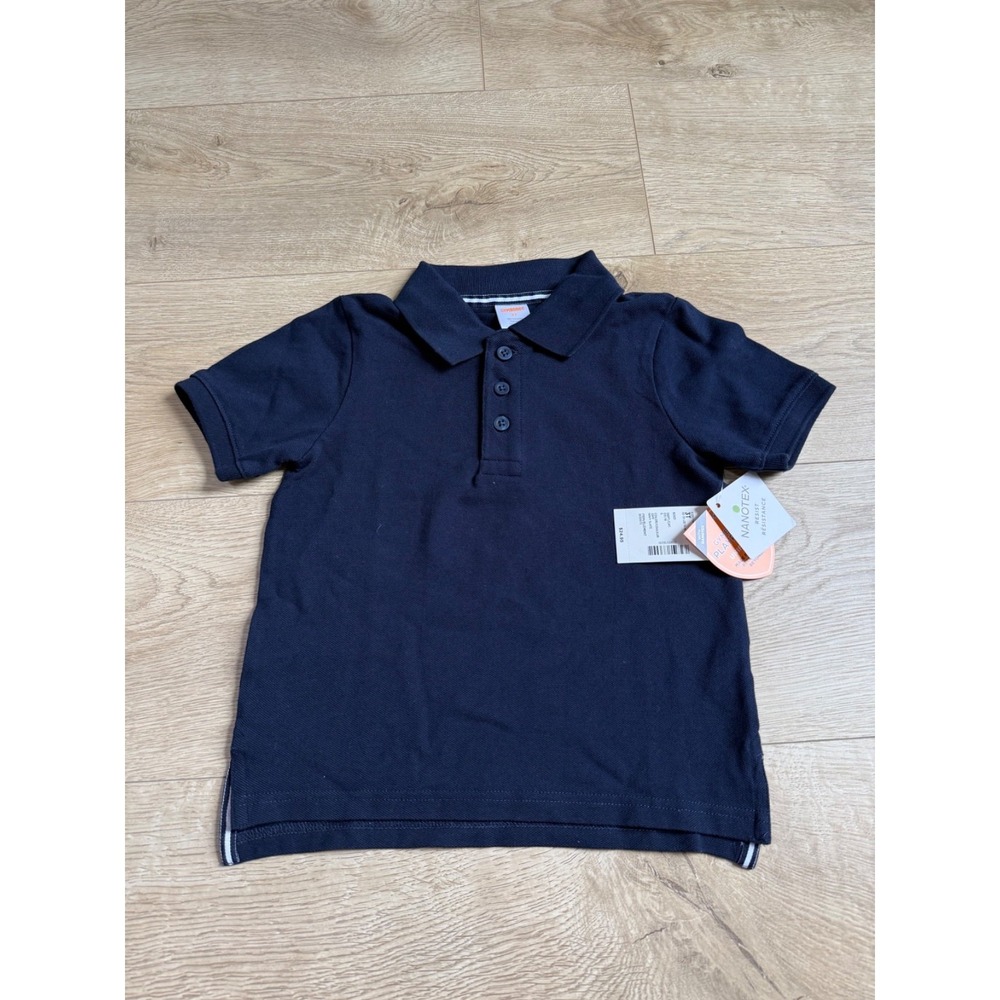 NWT Boys Kids Gymboree playproof uniforms nanotex short sleeve navy polo size 3T
